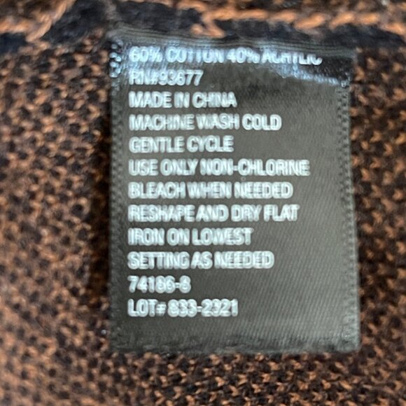 WORTHINGTON Black & Gold Crew Neck Striped Cotton Blend Sweater: NWOT! LARGE - Picture 4 of 4